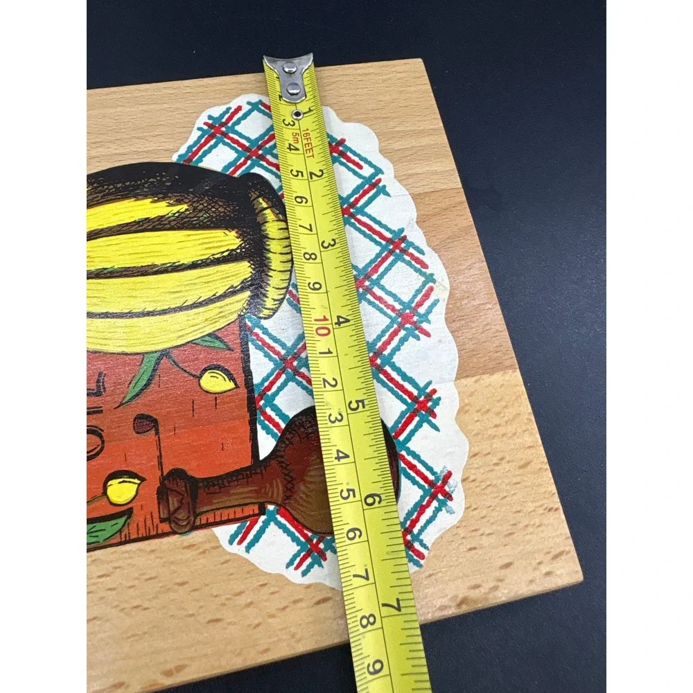 Vintage 70s Wooden Cutting Board Italian Olive Oil Graphic Wall Decor Plaque